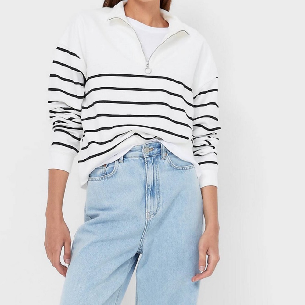 Stradivarius striped half zip sweater